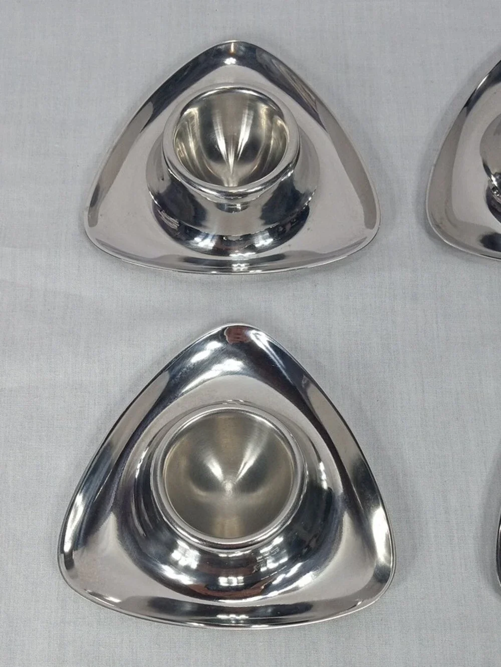 Set Of Four WMF Cromargan Germany Triangular Stainless Steel Egg Cups